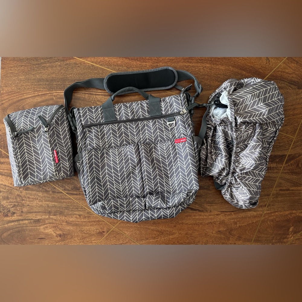 Skip Hop Greyfeather diaper bag bottle holder shopping cart high chair cover